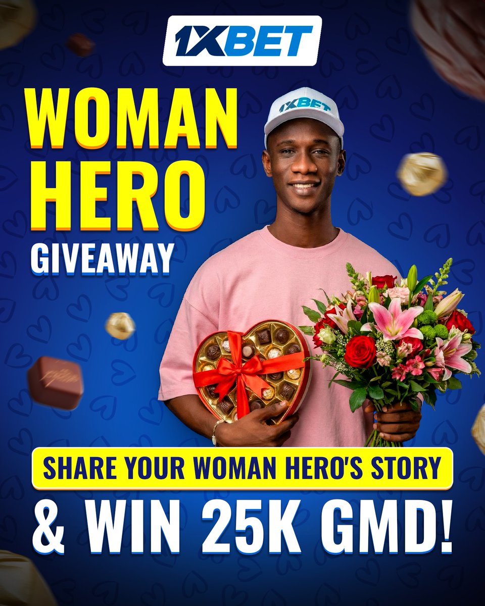 WOMAN HERO GIVEAWAY 🇬🇲

Celebrating the real heroes of The Gambia this Women’s Month.

🎁 3 winners × 25,000 GMD

To join:
Follow, like &amp; comment:
What did your Woman Hero do &amp; how did it change your life?

📅 Mar 1–6  
🏆 Mar 8

#1xBetWomanHero #1xBetGambia
