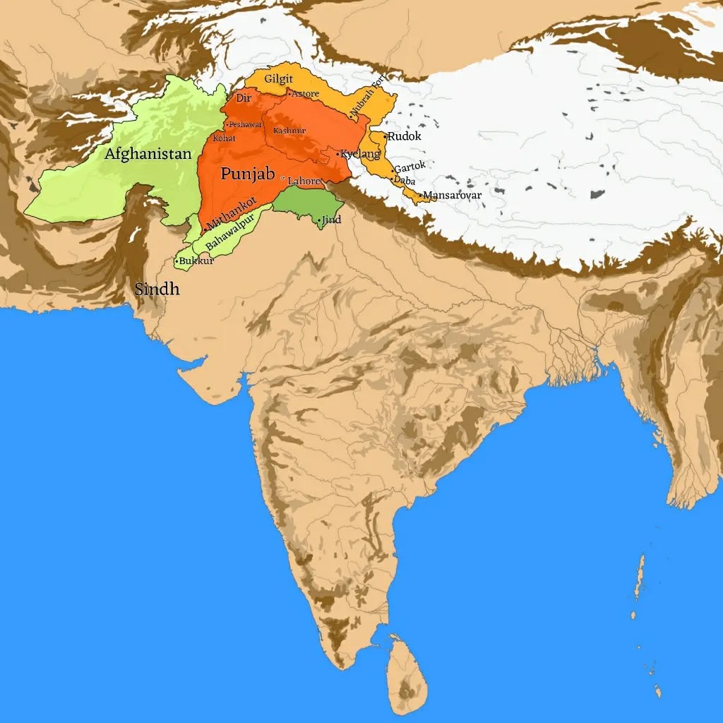 cha11387086's tweet photo. “The Pashtuns are somehow invincible.”

— Nah, it's just a skill issue.

The Sikhs, under Sarkar-e-Khalsa, Maharaja Ranjit Singh of Lahore, subjugated them and pushed them beyond the Khyber. Even the ‘Emir of Afghanistan’ was compelled to acknowledge the Lahore Durbar as supreme. https://t.co/lCXZfu9Pt8