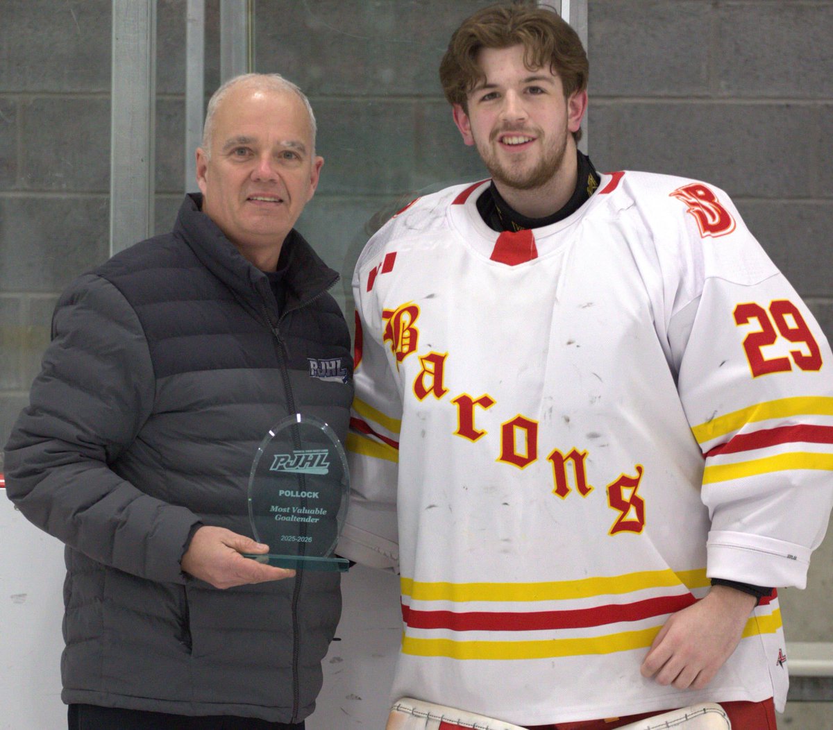 HanoverBarons's tweet image. 🚨 POLLOCK DIVISION MOST VALUABLE GOALIE 🚨

Congratulations to #29 DEREK HARTLEY on being named the Pollock Division’s Most Valuable Goalie! 🥅🔥

📊 1.99 GAA 🧤 5 SHUTOUTS 💪 .920 SAVE PERCENTAGE

Consistency. Confidence. Clutch performances. 
#MostValuableGoalie #BrickWall