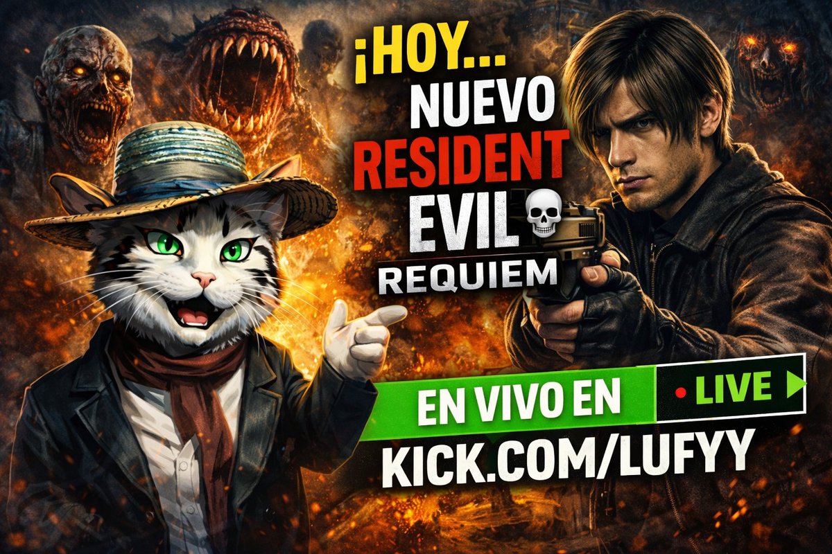 LuFy_77_'s tweet photo. 🚨ESTRENAMOS RESIDENT EVIL REQUIEM🚨

Día 1, cero spoilers, puro sufrimiento y sustos en vivo. ¿Nos lo pasamos sin morir o no duramos ni 10 minutos vivos?💀

🟢EN VIVO de 16:00 a 20:00 
👉https://t.co/ERy2Wl1wQf

@ResidentEvil @kickespanol @kick
#ResidentEvilRequiem #KickStreamer https://t.co/fxHACIQWy0