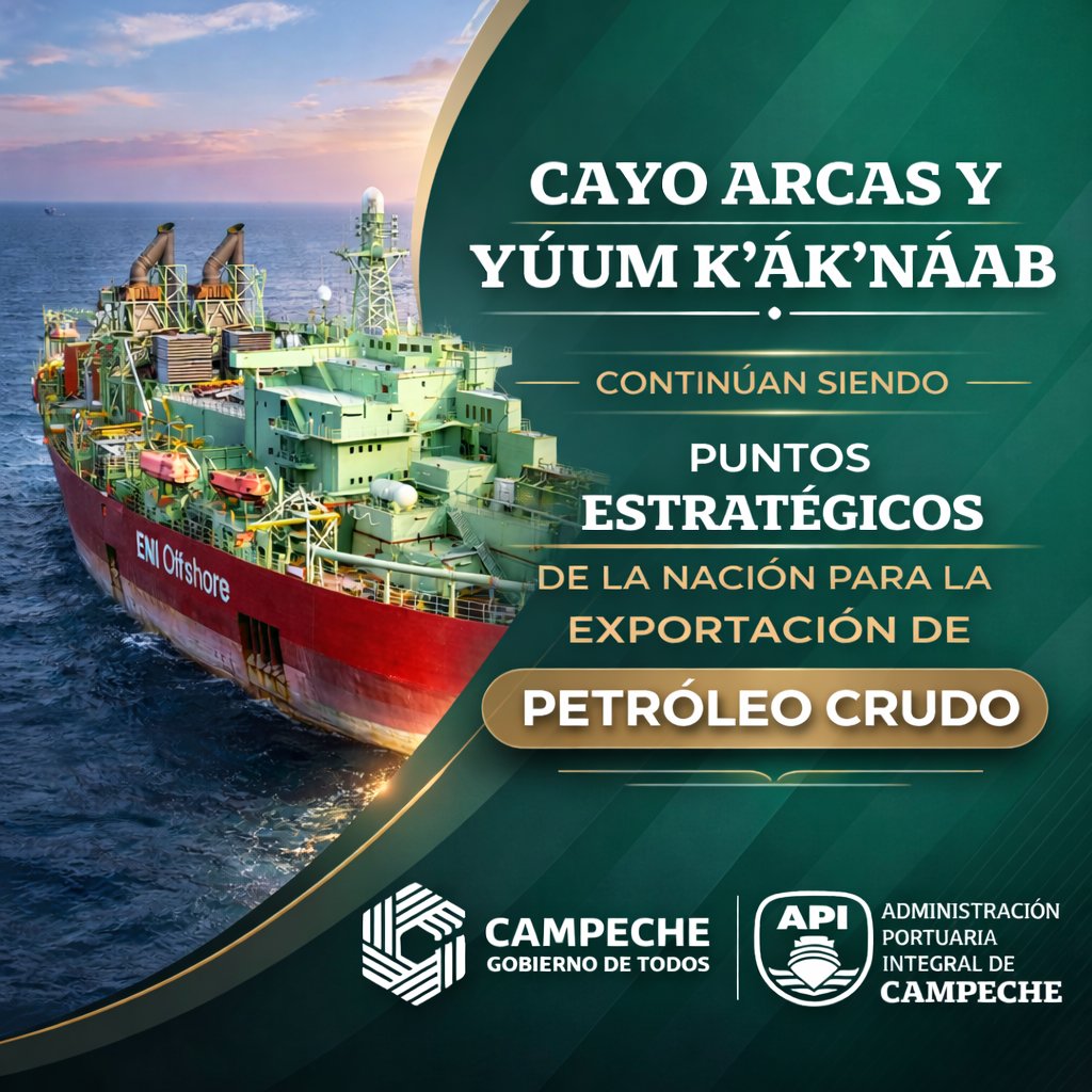 AgapitoCeballos's tweet image. #FelizViernes |  Cayo Arcas y Yúum K’ak’ Náab continúan siendo puntos estratégicos de la nación para la exportación de petróleo crudo.  #APICAM #GobiernoDeTodos.