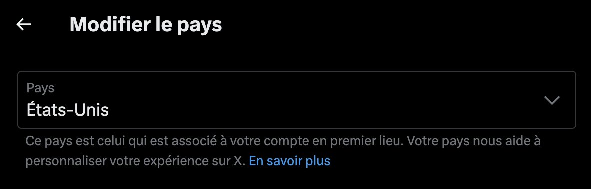GreedyApe420's tweet photo. Vous ne voulez pas faire la vérification d'identité sur X bientôt imposée par Mr Freluquet 1er du nom (aka Macron) ?

Rien de plus, simple il suffit de baser votre compte X aux USA dans :

Paramètres > Informations du compte > Pays

Dépechez-vous bientôt ça sera trop tard 😉 https://t.co/nmstixP1tE