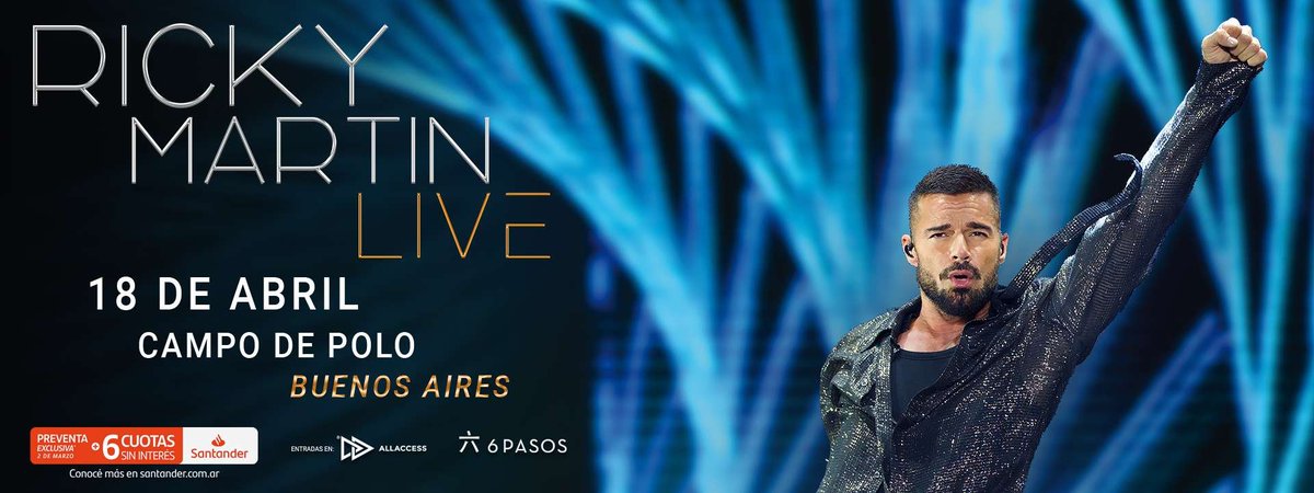 🏟️ RICKY MARTIN 🏟️

📅 18 de abril en Campo Argentino del Polo
💵 Precios filtrados finales (service incluido)
⚠️ Datos actuales. Sujetos a modificacion.

🎟️ Campo de Pie: $113,850 ARS
🎟️ Platea A / B / C: $138,000 ARS
🎟️ Platea Preferencial Este/Oeste: $172,500 ARS
🎟️ VIP: