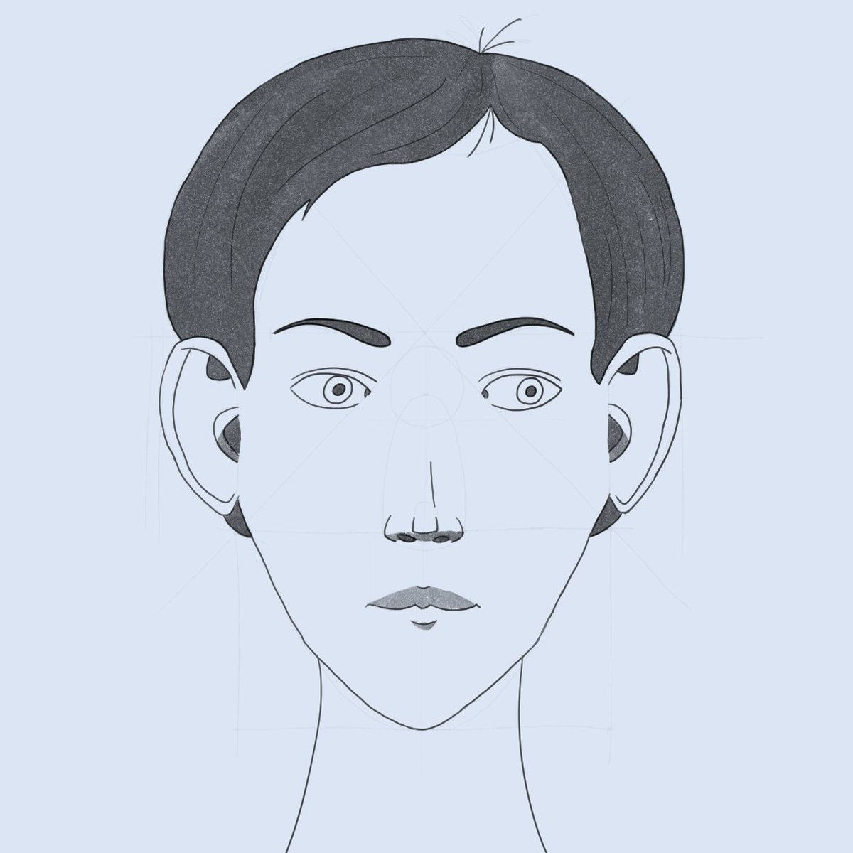 SweetGab_'s tweet photo. Final drawing. A complete frontal face, and the sketch. #art #artmoots #digitalart #drawing #learntodrawin30days https://t.co/Ff5EXFl2R0