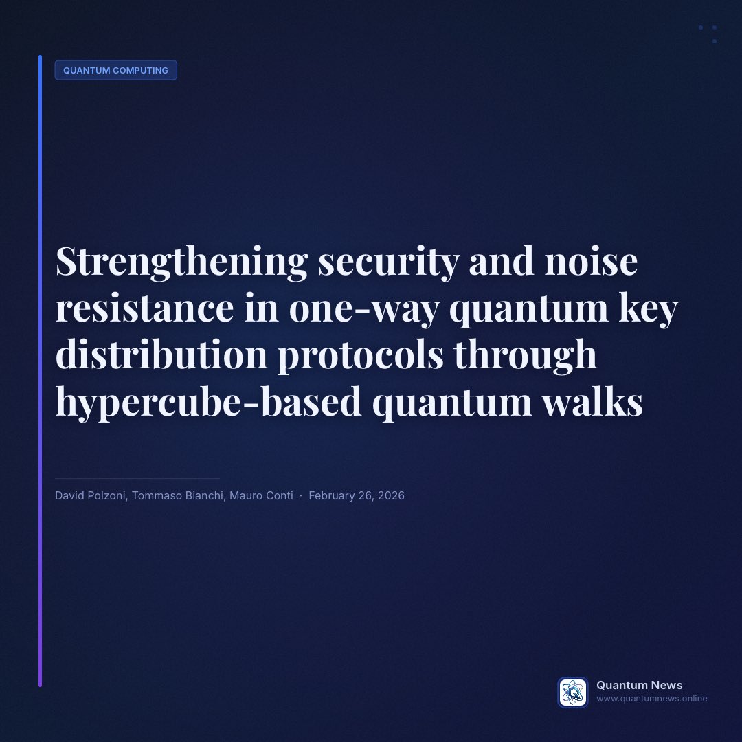 QuantumN41591's tweet photo. Quantum Key Distribution (QKD) is a fundamental cryptographic method designed to provide information-theoretic security, yet traditional protocols like BB84 often struggle with eavesdropping and performance issues in high-noise environments. 

Read more: link in bio https://t.co/a9GY6K66FT
