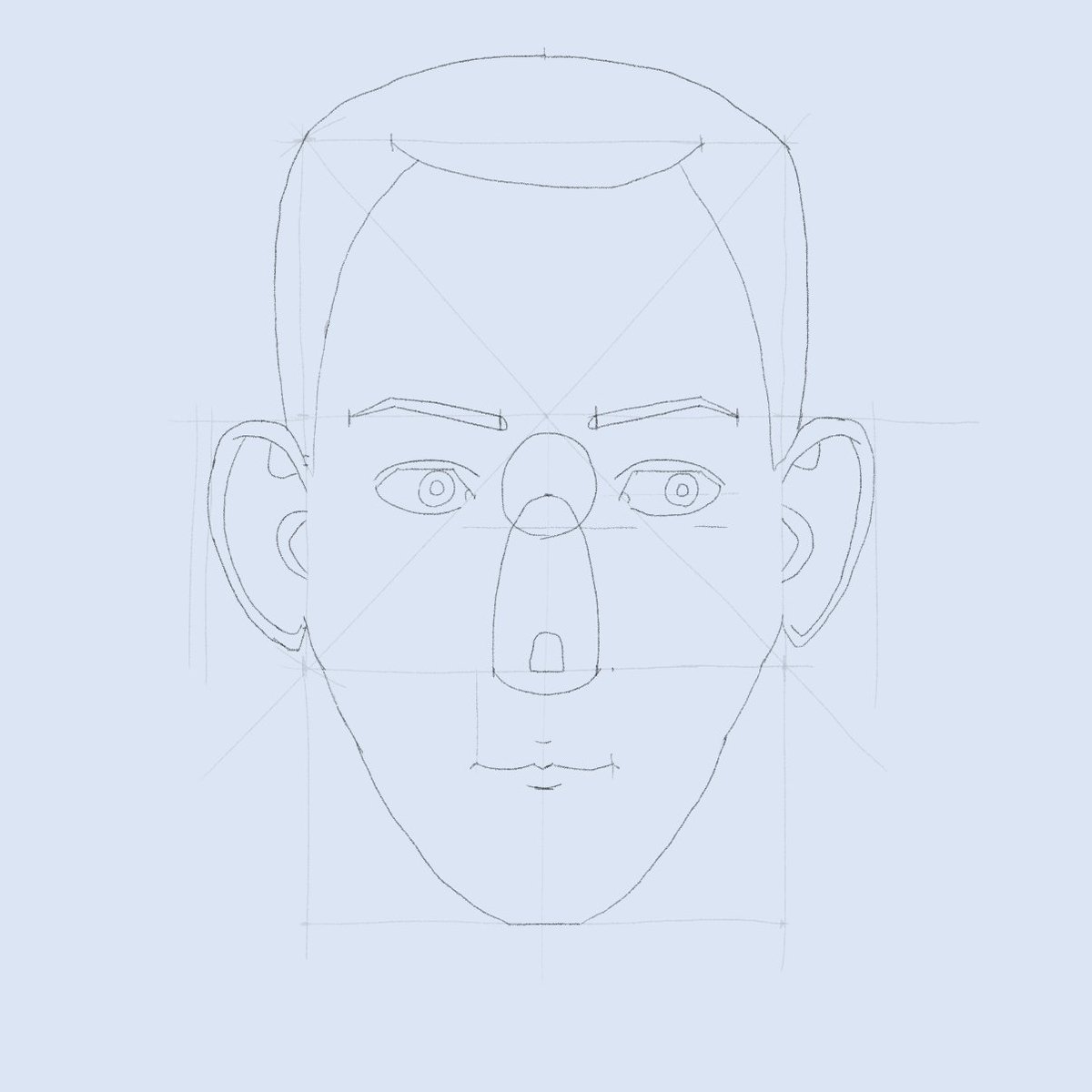 SweetGab_'s tweet photo. Final drawing. A complete frontal face, and the sketch. #art #artmoots #digitalart #drawing #learntodrawin30days https://t.co/Ff5EXFl2R0