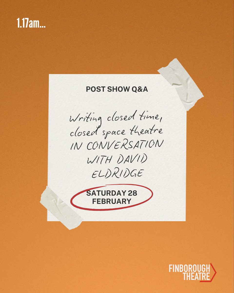 🎤 Post-show Matinee Q&amp;A TOMORROW 

Writing Closed Time, Closed Space Theatre - In conversation with playwright David Eldridge <a href="/deldridgewriter/">David Eldridge 💙</a> 

🎫 Tickets in bio
📍 Finborough Theatre