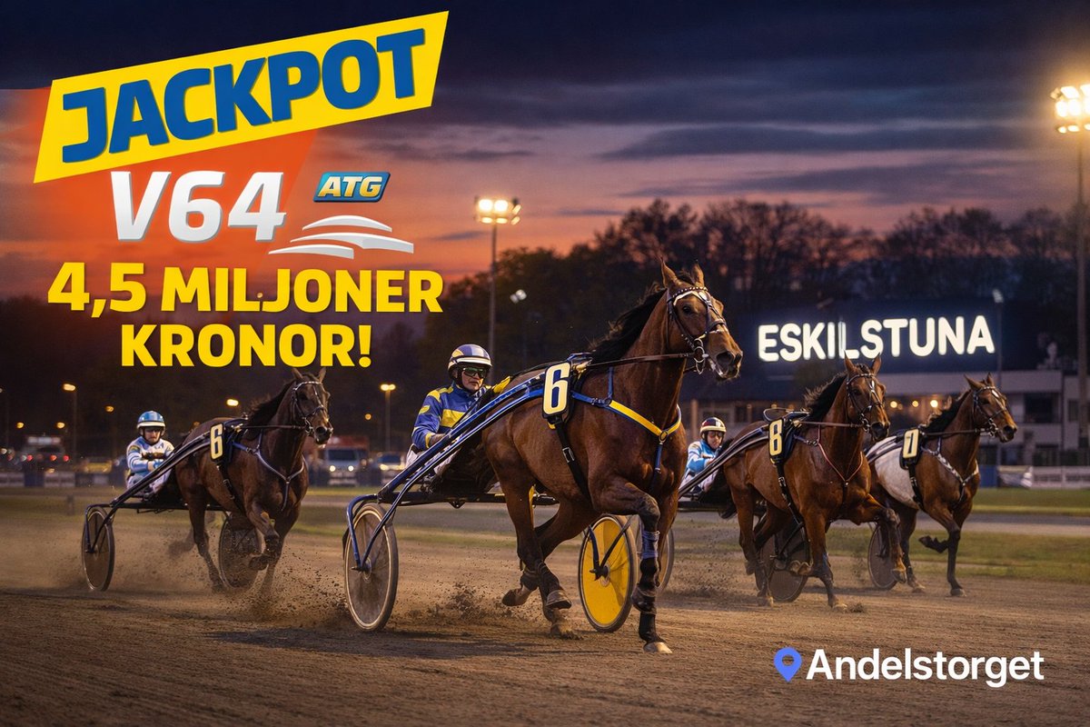 Fredagsmys deluxe när vi serveras jackpot på #V64 om 4,5 miljoner kronor under fredagskvällen! 🤑

HÄR SPELAR NI V64 MED OSS I KVÄLL: atg.se/butik/gotthorn…