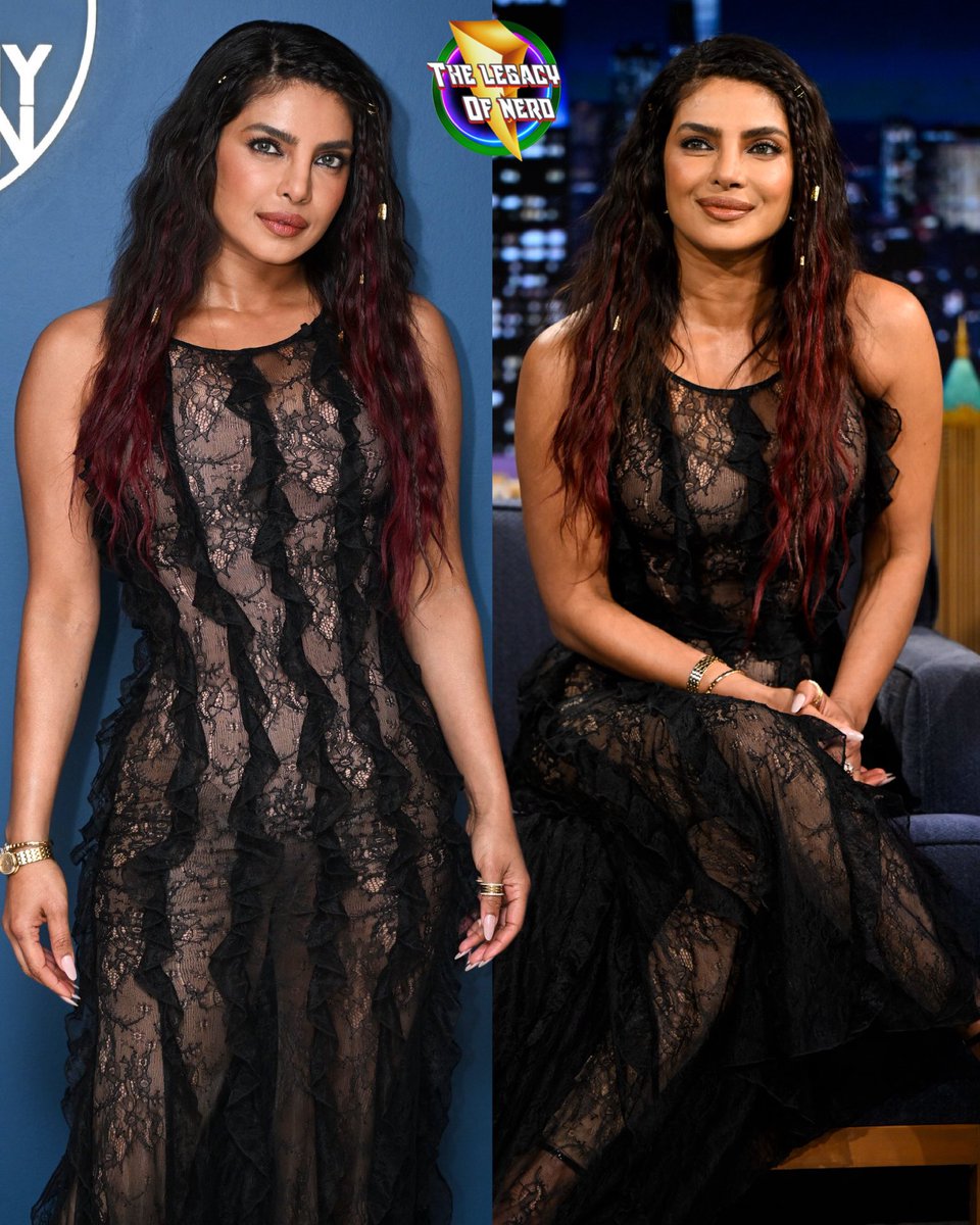 PeeCee_Doll's tweet image. The wine-red streaks? The gold hair rings? Priyanka’s hair team reached a new level of excellence with this one.  ❤️‍🔥🍷 #HairGoals
Absolute goddess energy in this fit. ✨👑 @priyankachopra #TheBluff