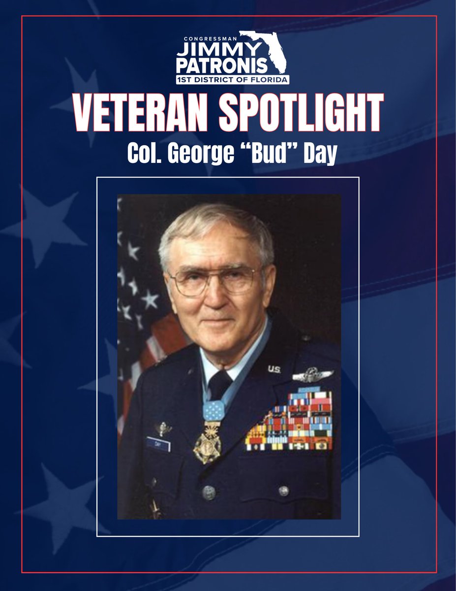 PatronisFL's tweet photo. 🇺🇸 VETERAN SPOTLIGHT 🇺🇸

Col. George ‘Bud’ Day a three-war veteran and the first commander of the legendary Misty Forward Air Controllers, remains one of the most decorated Airmen in U.S. Air Force history.

Shot down over North Vietnam in 1967, he suffered severe injuries yet still managed to escape enemy captivity. For his extraordinary heroism and unwavering courage, he was awarded both the Medal of Honor and the Air Force Cross

Col. Day endured 67 months as a POW before his release in 1973.

Thank you, Colonel, for your service and devotion to our nation. 🫡🇺🇸