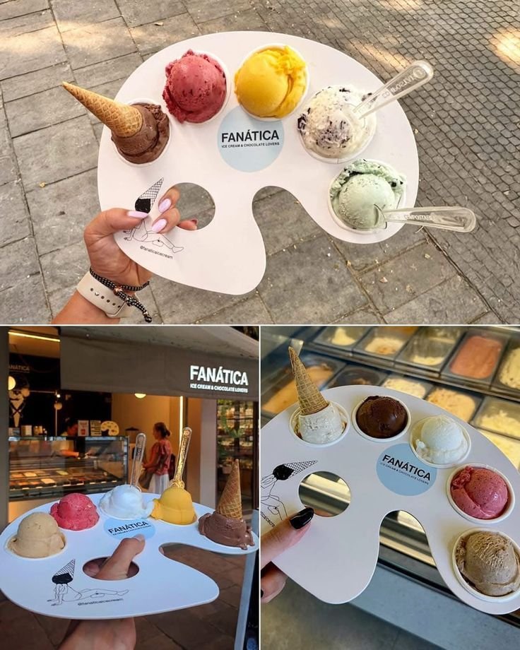 Ice cream served on a paint palette