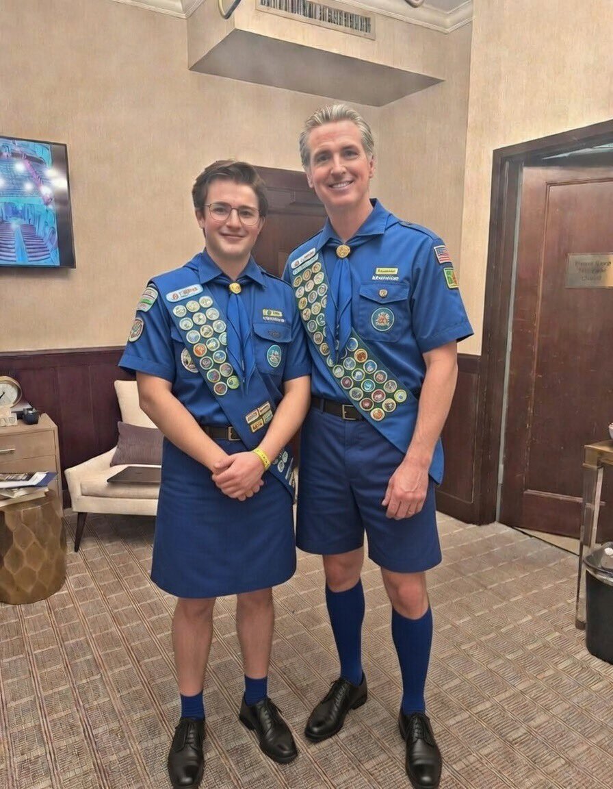 POTUSnote's tweet image. Scouting America will now make the Boy Scouts and Girl Scouts dress appropriately and these 2 are not happy about it.