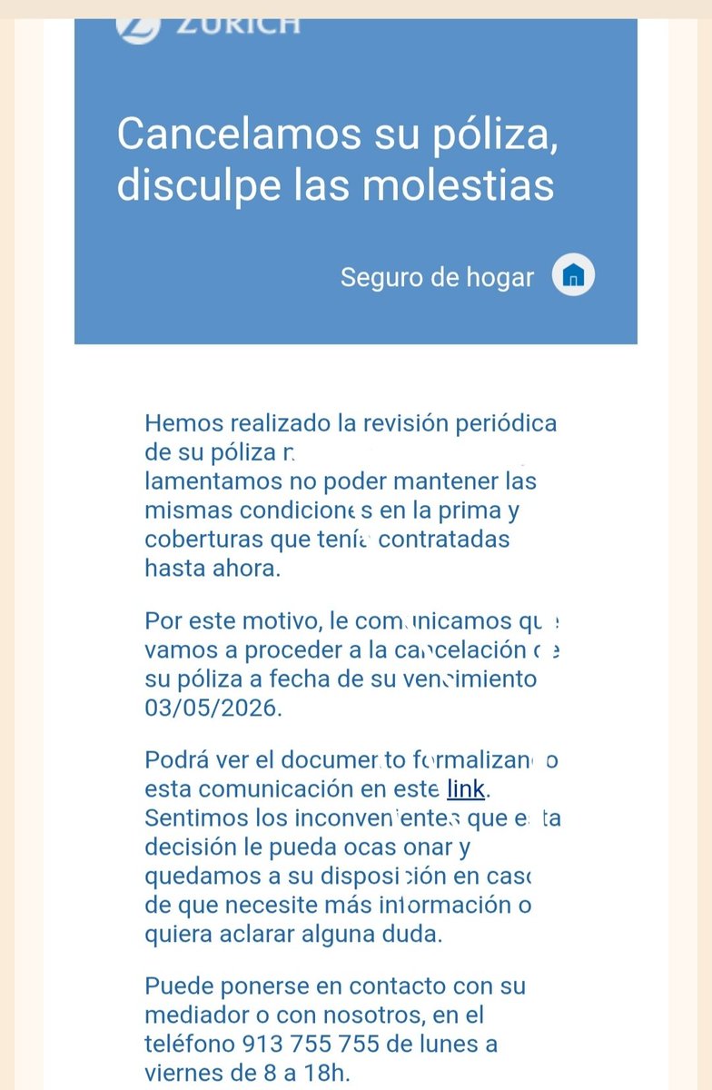 visolvs's tweet photo. @ZurichSeguros me encanta que me lleguen mensajes de Zurich contigo para venderme más seguros. Y después de más de 20 años de cliente  y siete seguros al año, me mandan esto por tres incidentes en un año por agua en una vivienda. 
Pues tendré que irme a la @la_Mutua https://t.co/gurFq0LK1n