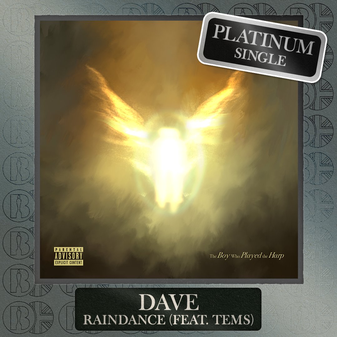 BRITs's tweet photo. 'Raindance', the single by @Santandave1 and @temsbaby, is now #BRITcertified Platinum https://t.co/R8iLExGmDA