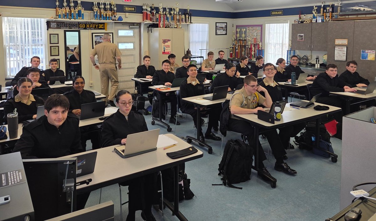 MastNjrotc's tweet photo. MAST cadets participate today in the National Academic Exam, competing against cadets in the +/- 643 NJROTC units around the world. Good luck, Cadets!! @MAST_SandyHook @USNavy #AcademicsFirst #MASTStrong https://t.co/9Wo1tDJBmq