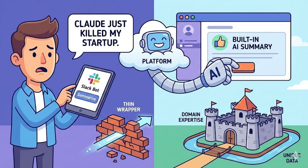 I saw a post from a startup founder: "Claude just killed my startup."

My first reaction: that's brutal.

My second reaction: I've seen this before and it wasn't Claude that killed the product.

That is a recent story. I watched a team spend months building a Slack bot that