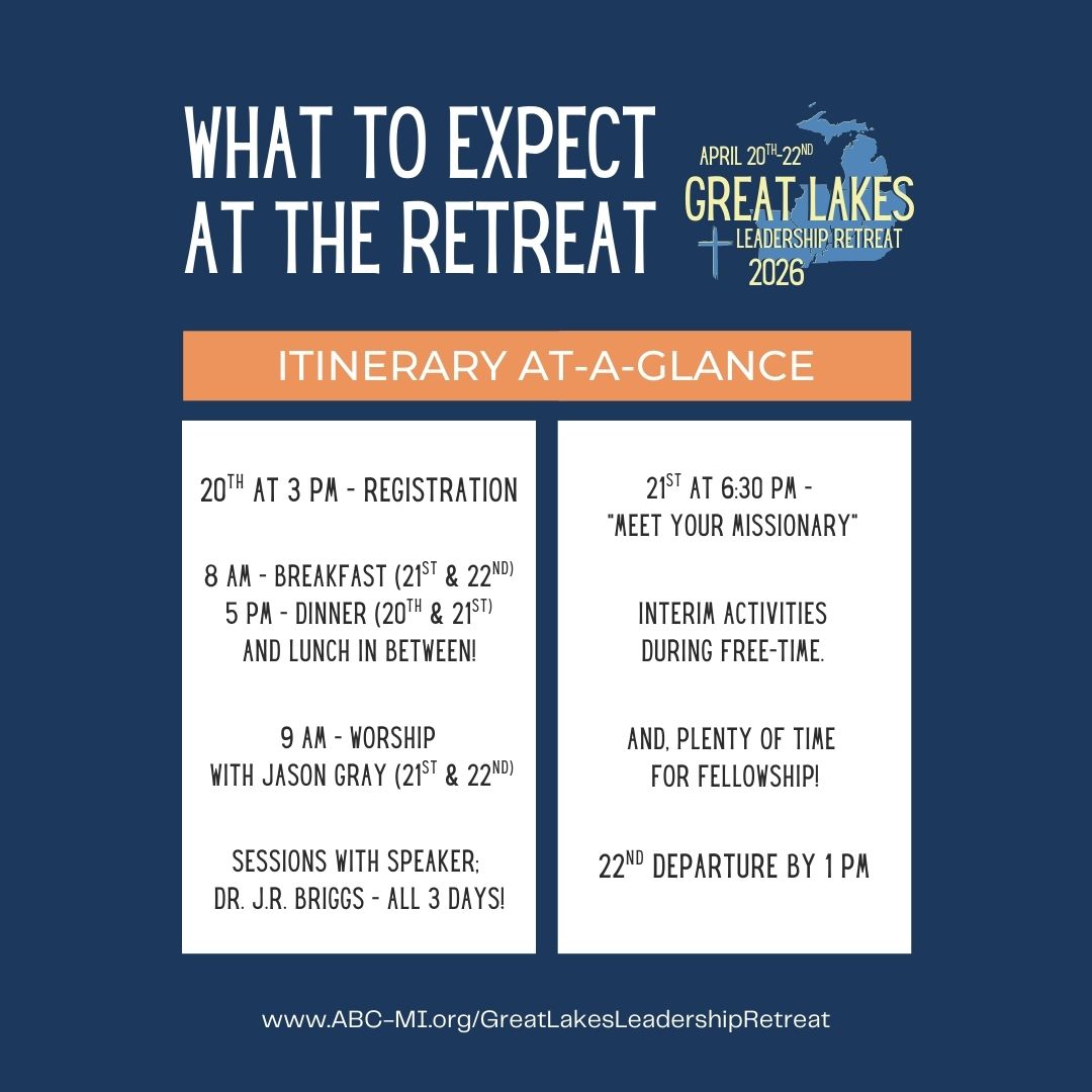 ABCofOhio's tweet photo. A day at the Great Lakes Leadership Retreat?
🌅 Morning worship
📖 Biblical teaching from J.R. Briggs
🍽 Shared meals &amp; conversations
🎶 Evening worship with Jason Gray
🌌 Time to rest &amp; reflect

📍Join us April 20-22, 2026

Full Itinerary Here: https://t.co/V0kgnuYCvl https://t.co/oAkgBHkTaL