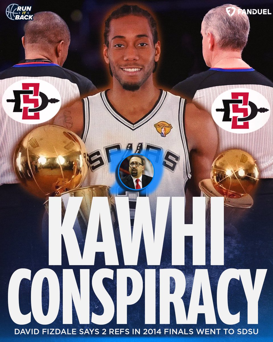RunItBackFDTV's tweet photo. “He said two of those refs went to San Diego State. I know a guy on that team who went to San Diego State…”
David Fizdale says it’s not that crazy to think Kawhi Leonard might’ve gotten a few extra foul calls during the 2014 NBA Finals 👀 https://t.co/zoQzat33nM