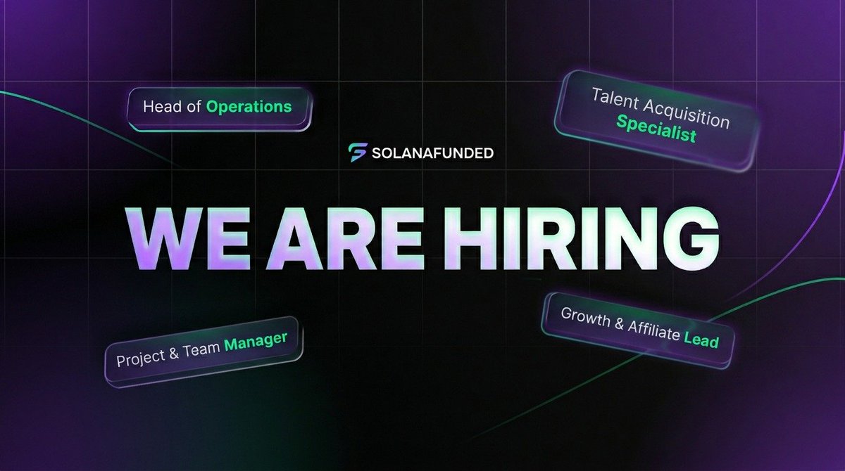 We're hiring!

Join Solana’s only on-chain prop trading ecosystem!

We're building something that's never been done before, and need relentless operators to match our speed.

We have 5 positions open, check below 👇