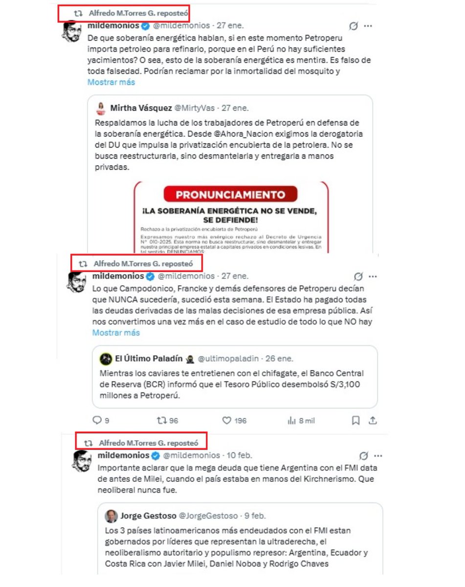 <a href="/cviguria/">Carlos Viguria</a> El afán de IPSOS Perú por resaltar a Avanza País no es casual..

Miren como su presidente <a href="/AlfredoMTorres/">Alfredo M.Torres G.</a>,  difunde los tuits de <a href="/mildemonios/">mildemonios</a>, encargado del plan de gobierno de Avanza País, interactuando con una cuenta difamadora o atacando otra candidata... 👉

🥑