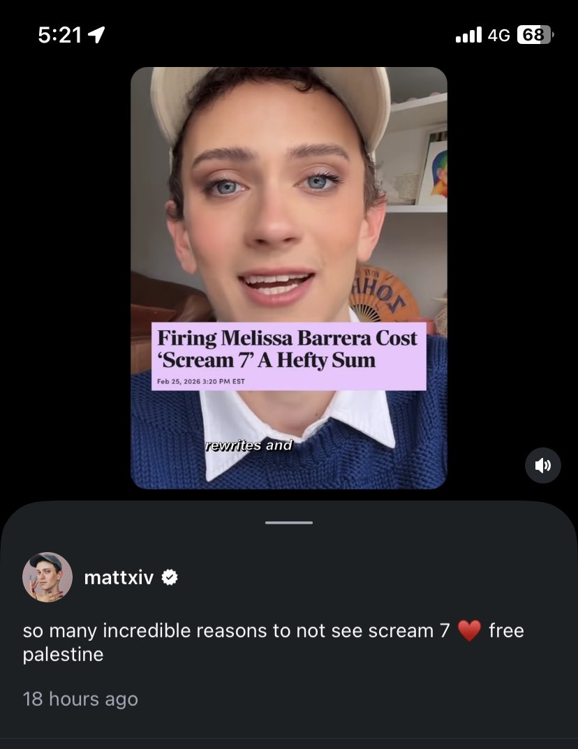 ‘SCREAM 7’ actor Joel McHale just liked a video calling to boycott… Scream 7! 

Is it possible the actor regrets joining the project after learning Melissa Barrera had been fires for denouncing the genocide in Gaza? 🤔