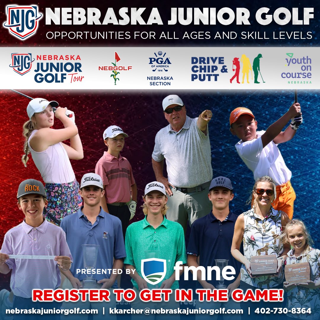 Today’s a BIG day! Nebraska Junior Golf membership is officially open for the 2026 season!

🔹Spring, Summer & Fall events
🔹More than 60 playing opportunities
🔹@YouthonCourse membership
🔹@NebraskaPGA and @NGAgolf events

Register today! 📲 https://www.nebraskajuniorgolf.com/become-a-member/ 