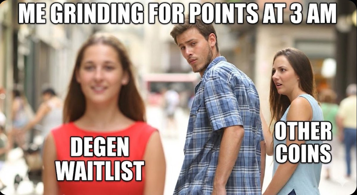 My brain telling me to sleep 🛌 vs Me grinding points for the <a href="/degentokenbase/">Degen 🎩</a>  waitlist at 3 AM 🚀🔥 Let's go DEGENS! 💯
#Degen #AirdropHunter #Crypto