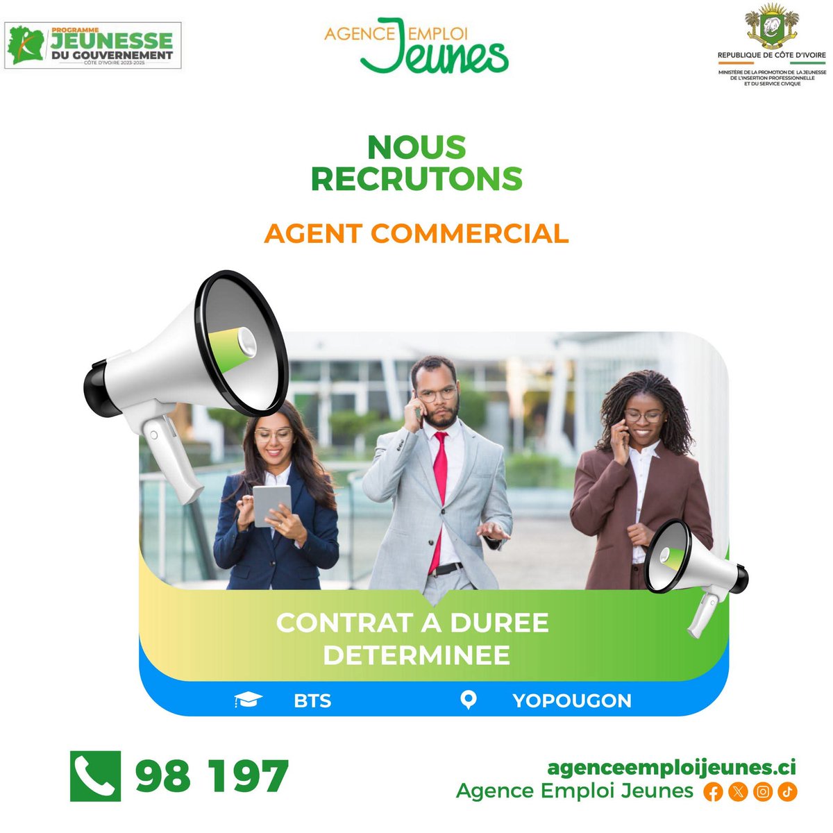 EmploiJeunesci's tweet photo. #JobAlert
🔴 CDD
Nous recrutons 6 agents commerciaux (H/F) pour le compte d’un partenaire.
👉 Rendez-vous sur le site https://t.co/WbxI9h3ozJ pour postuler et découvrir plus d'offres.
📌 Tous les services de l'Agence Emploi Jeunes sont gratuits
#CDD #PJGOUV #AgentCommercial https://t.co/1brPs6gKrE
