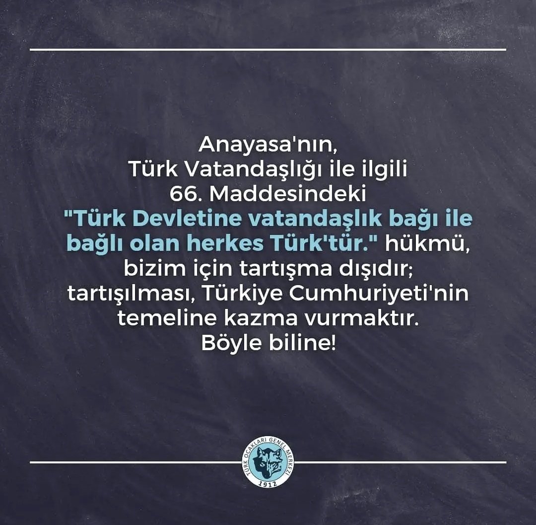 Türkiye Cumhuriyeti Devleti'nin Anayasa'sı, madde 66:"Türk devletine vatandaşlık bağı ile bağlı olan herkes Türk'tür."

Bizim aidiyetimiz; Türk milleti.
Bizim statümüz; Türk vatandaşı.

Türkiyeli değil Türk'üz!

NOKTA!