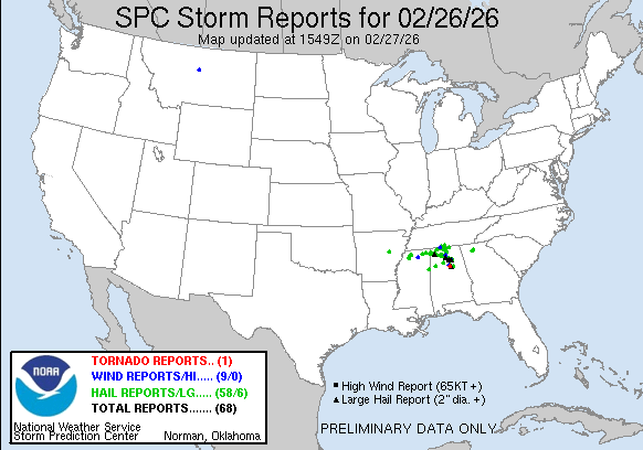 weathertrackus's tweet photo. Well, yesterday featured a localized hail outbreak across parts of the Deep South, perhaps even a tornado in the Trussville, AL area.
Even some significant hail reports mixed in as well.

Climatologically, severe hail is by no means unheard of across the Mid/Deep-South in late February, but hail climatology generally peaks in late April-early May.