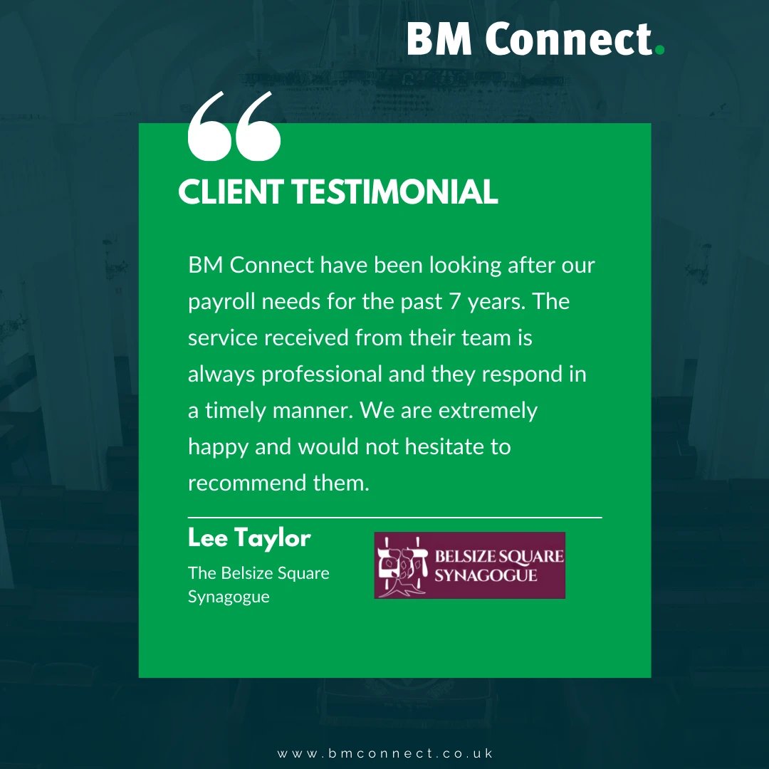 BMConnectLtd's tweet photo. Seven years of payroll support is built on consistency and trust.

Lee Taylor at The Belsize Square Synagogue recognises a professional service and timely responses from the team, with confidence to recommend. https://t.co/6BCs7PYtMC