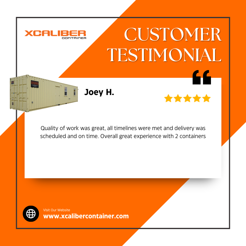 XcaliberSales's tweet photo. Quality work &amp; on-time delivery! Huge thanks to Joey for trusting XCaliber Container!  #XCaliberContainer #CustomerReview #FiveStarService #CustomContainers #ContainerSolutions #BuiltToDeliver #TrustedQuality https://t.co/qzknfGvQsv