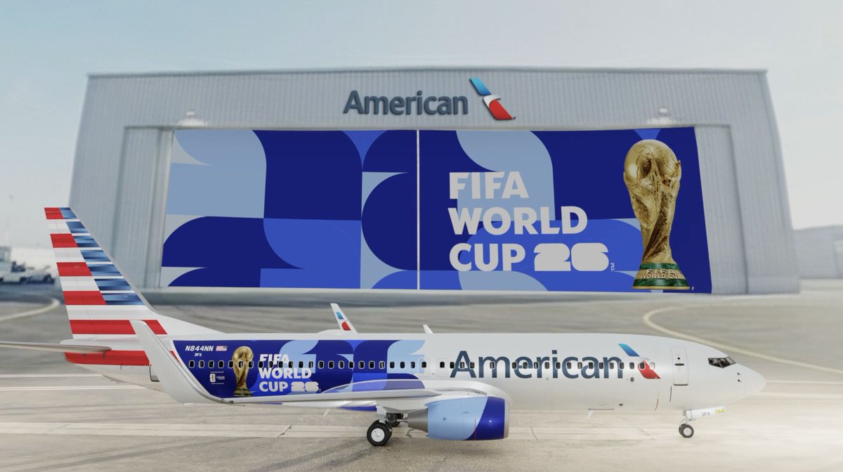 Gate7aviation's tweet image. American Airlines a dévoilé officiellement sa livrée pour célébrer FIFA World Cup 2026™ - Canada, Mexique et Etats Unis ✈️ ⚽ 🏆

Cet appareil entrera en service plus tard ce mois-ci et opérera tout au long de la Coupe du Monde de la #FIFA 2026™. #AmericanAir