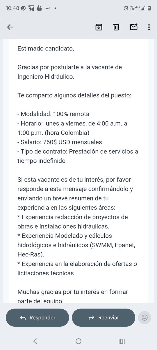 cdaniela_rincon's tweet photo. La oferta laboral más indignante jamás vista. Pedían experiencia certificada en modelación 2D y varios años en el campo. Ojalá nadie nunca tenga la necesidad de aceptar una oferta así. 😤 https://t.co/KZ81C7xcpz