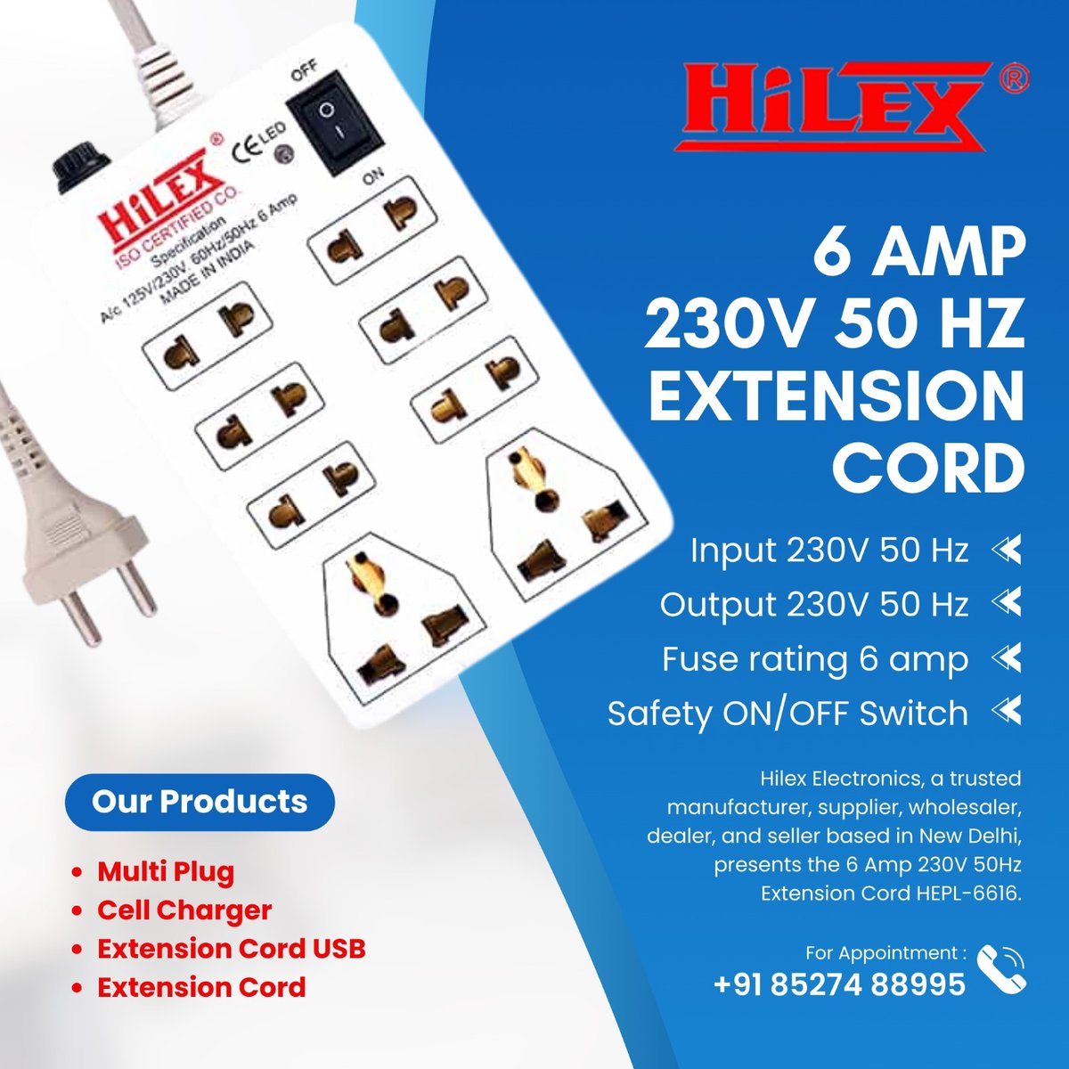 Elect85071Hilex's tweet image. Power your life with HiLEX. 

📞 +91 85274 88995
🔗 hilexelectronics.com

#HiLEX #ExtensionCord #PowerSolutions #SafetySwitch #ElectronicsIndia #NewDelhiBusiness #HomeEssentials