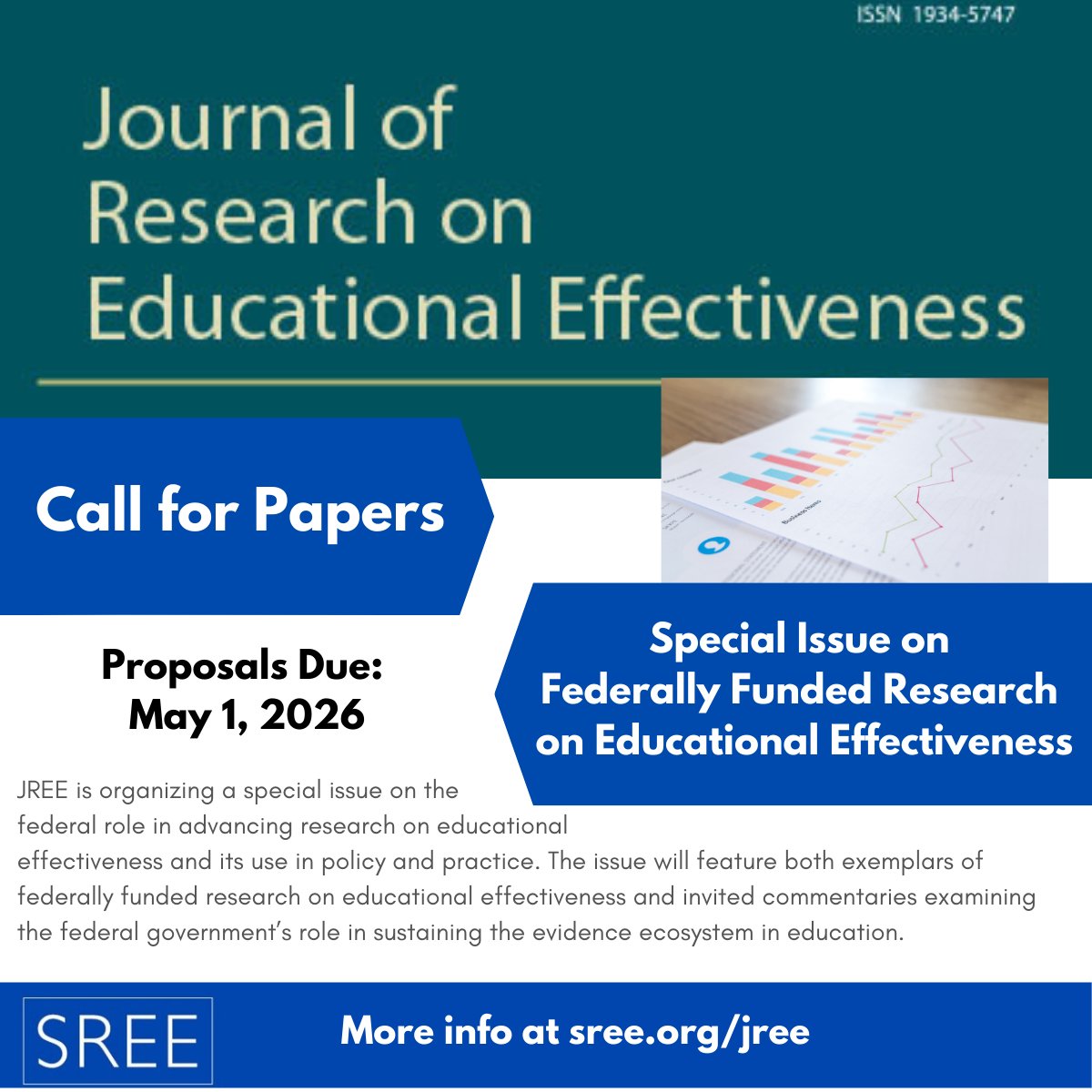 sreesociety's tweet photo. @editors_JREE Call for Papers for a special issue on federally funded research. More info --> https://t.co/XqycG0UHWI #callforpapers #educationresearch #journal https://t.co/b5QiNSpglK