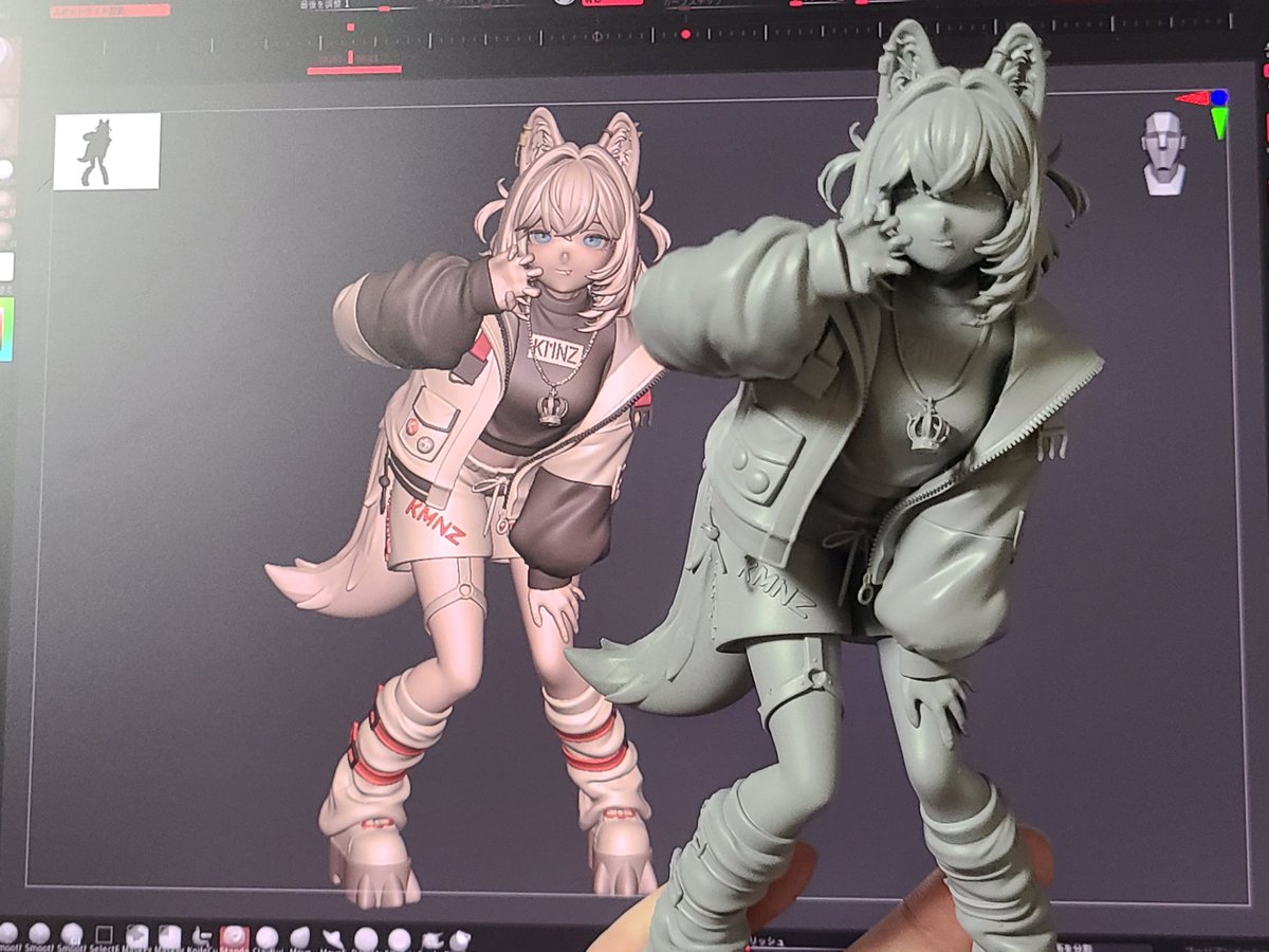 ZBrushデフォルトのパース表示割と優秀なんだな(スマホ焦点距離約50mm)