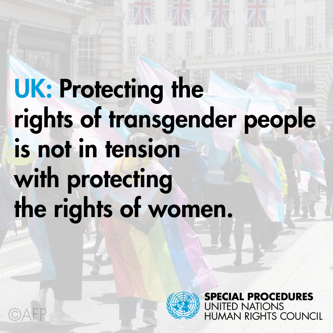 UN_SPExperts's tweet photo. #UK: Review of statutory guidance under Equality Act represents important opportunity to reaffirm commitment to equality, dignity & rule of law: UN experts call for equal protection for all women & girls & all transgender people.
https://t.co/nO5NP5ydzw https://t.co/qLmHRZ63Ow