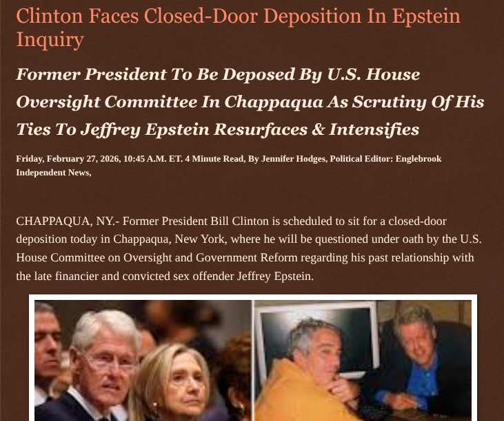 ArtFletcher9's tweet photo. Clinton Faces Closed-Door Deposition In Epstein Inquiry https://t.co/vg3IzoxbNo via @Englebrooknews #NewYork #politics #Chappaquany #former #president @BillClinton #Closedoor #deposition #jeffreyepstein #epsteinprobe @wireless_step @HRG_Media @LodiNJNews @Fordmb1953 @SarahGeving1 @Shannon96574094 @Daytobehappy @janninereid1 @gator4kb18 @MichelleF_35 @TrumpWasRite2 @KathyKbrose @RobGerundo @JimBobW49