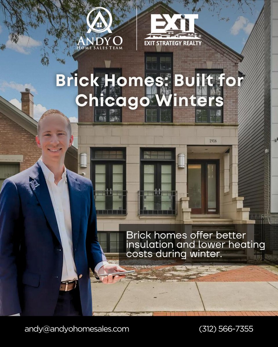 AndyOHomeSales's tweet image. ❄️ Chicago winters are harsh. Brick homes offer better insulation and lower heating costs. Ready to stay warm in a new home?

📞 (312) 566-7355
✉️ andy@andyohomesales.com ⁣
⁣
#BrickHomes #ChicagoWinter #EnergyEfficiency