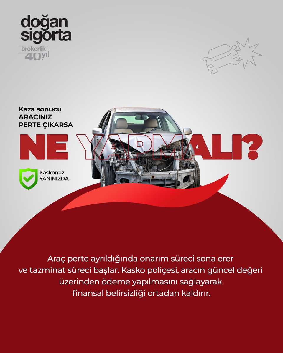 Araç perte ayrıldığında onarım süreci sona erer ve tazminat süreci başlar.
Kasko poliçesi, aracın güncel değeri üzerinden ödeme yapılmasını sağlayarak finansal belirsizliği ortadan kaldırır.