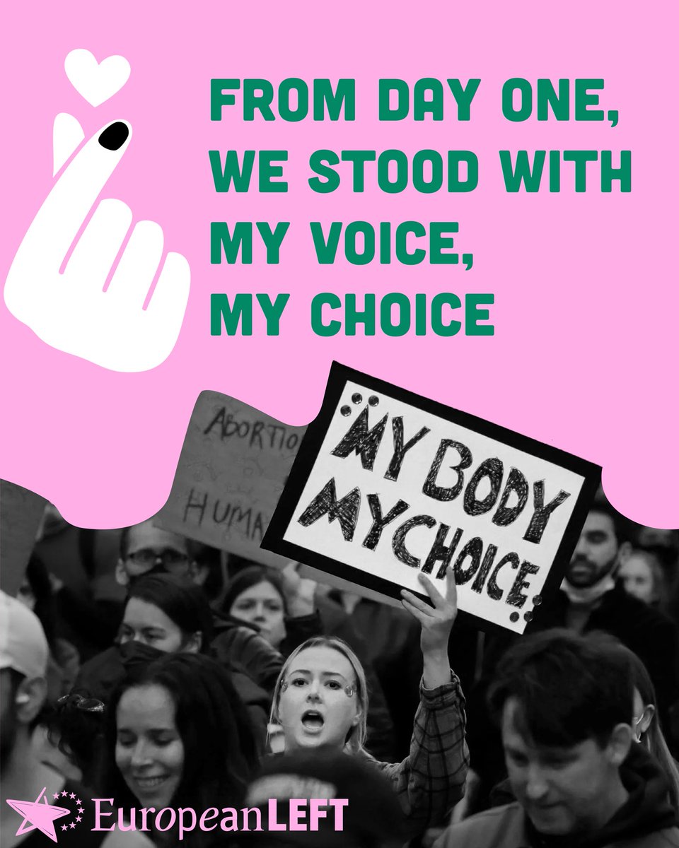From day one, we stood with <a href="/MVMC_24/">My Voice My Choice</a>. 🫰
As the <a href="/europeanleft/">European Left</a>, we called on the <a href="/EU_Commission/">European Commission</a> to respect the result and comply with the request of 1+ million citizens — warning against right-wing attempts to block it.
Today, after the Commission’s response, we warmly