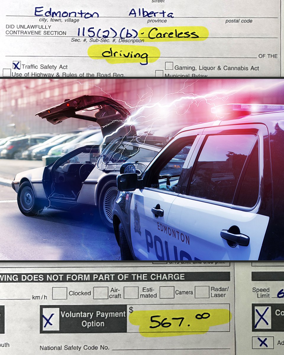 edmontonpolice's tweet photo. Great Scott! This driver must have been trying to fire up the flux capacitor, because he was blasting down the road at 181 km/h in a 60 zone. 

That’s faster than Doc Brown needed to rip through the space-time continuum.

But here’s the thing, he didn’t time travel out of trouble and is now facing nearly $600 in fines and a mandatory court date.