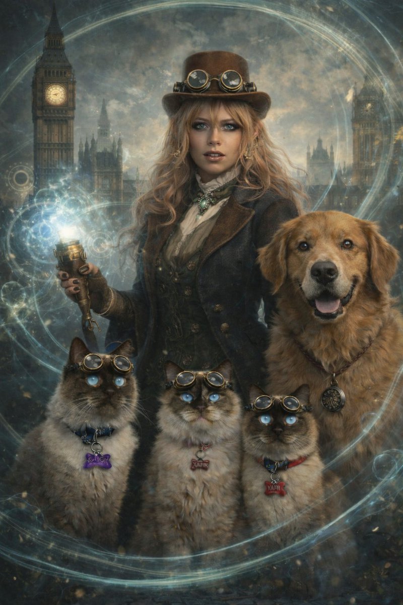 LalinRD's tweet photo. I wanted to be a time traveler from the 1800s with my 4 furr babies https://t.co/aFrt8fPgME