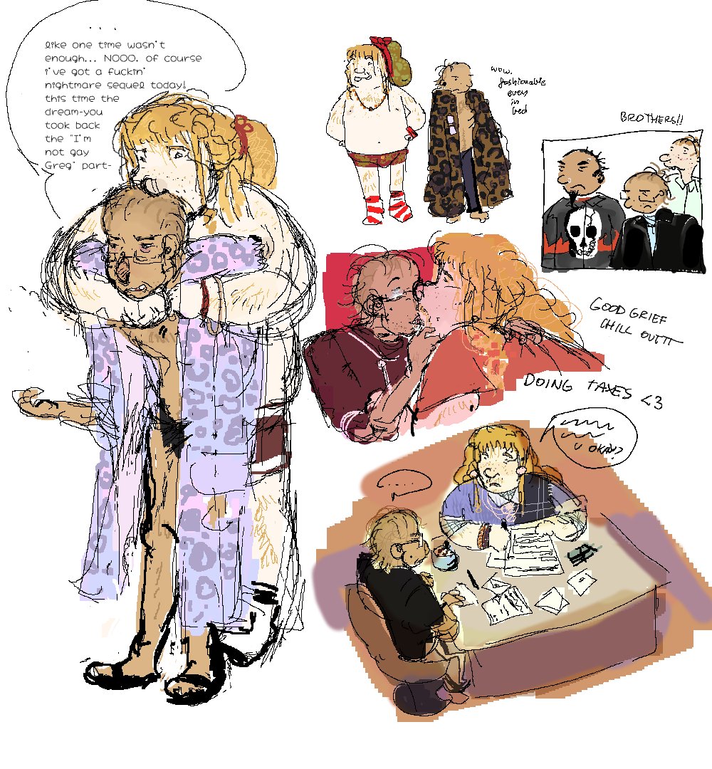 wild_pitstop's tweet photo. tw sloppy making out 

#doawk #doawktwt
future/college au (year 2026 - they're in their late 20s) where greg is happily engaged to rowley and also has reoccuring dreams of a parallel reality where they're older and in which rowley told him "i'm not gay greg".... hmmm https://t.co/6BpJyJMPEa