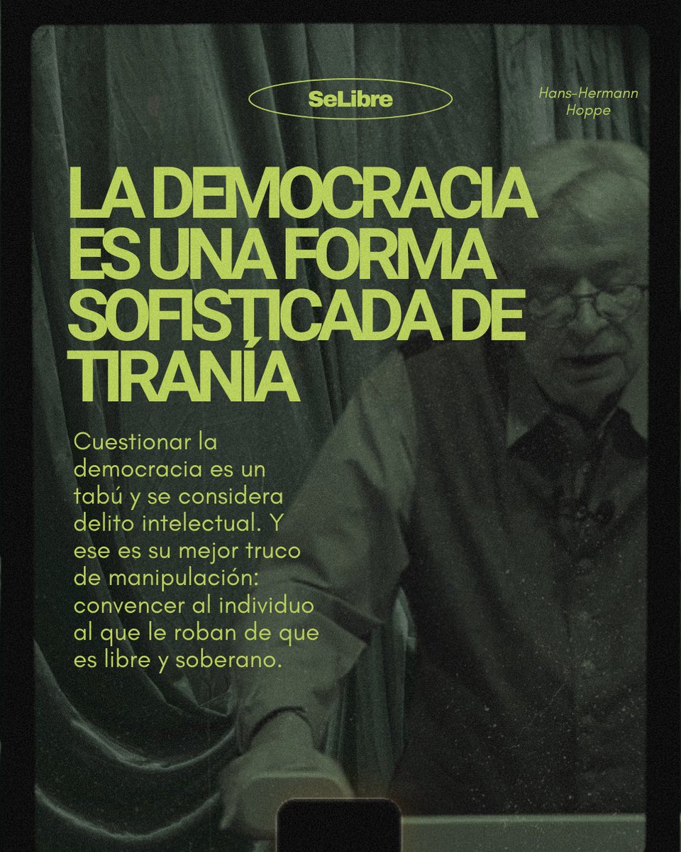 La democracia es tiranía sofisticada.

Hilo inspirado en publicación de: <a href="/miguelhzv/">Miguel Hernández</a> 

x.com/miguelhzv/stat…