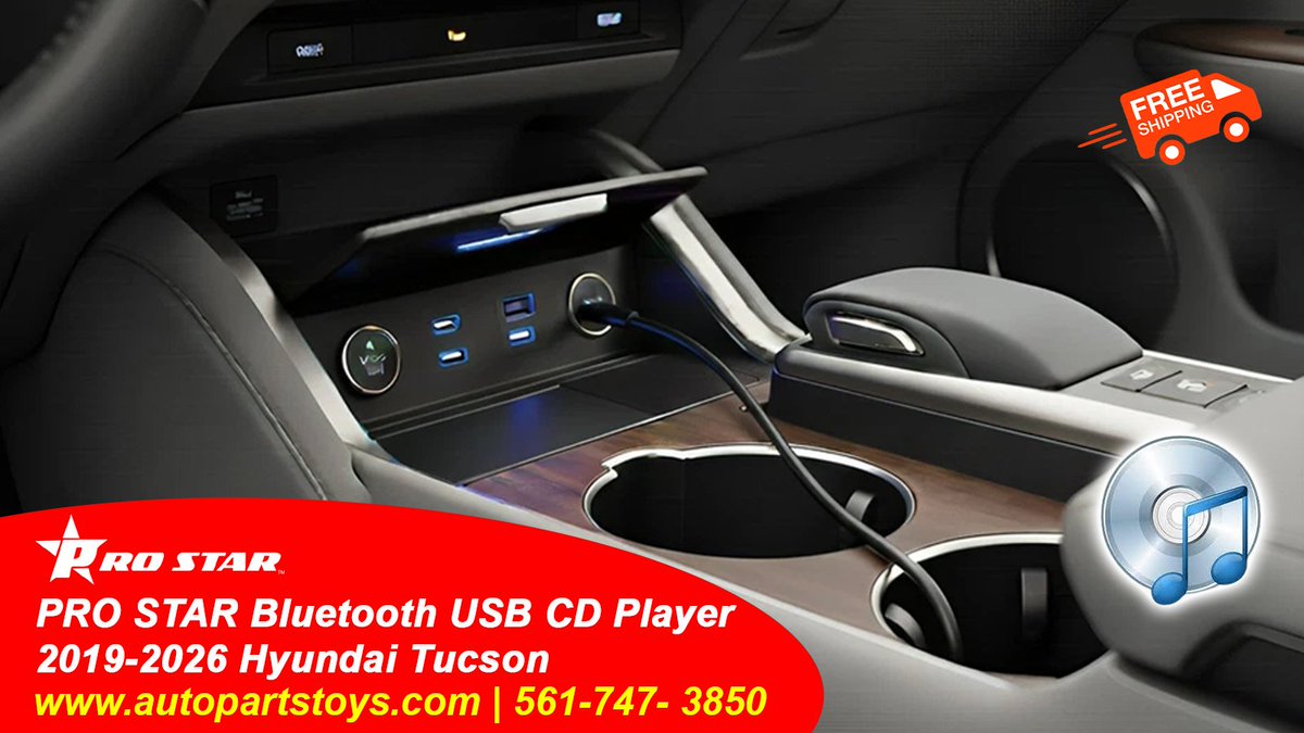 autopartstoys's tweet image. Miss your CDs? 💿 Give your 2019-2026 Hyundai Tucson a vintage soul with a modern twist.

The PRO STAR USB CD Player is:
🔹 Plug &amp;amp; Play simplicity
🔹 Wireless Bluetooth enabled
🔹 Perfect for your Tucson’s interior

#Hyundai #Tucson #CarTech #HyundaiTucson