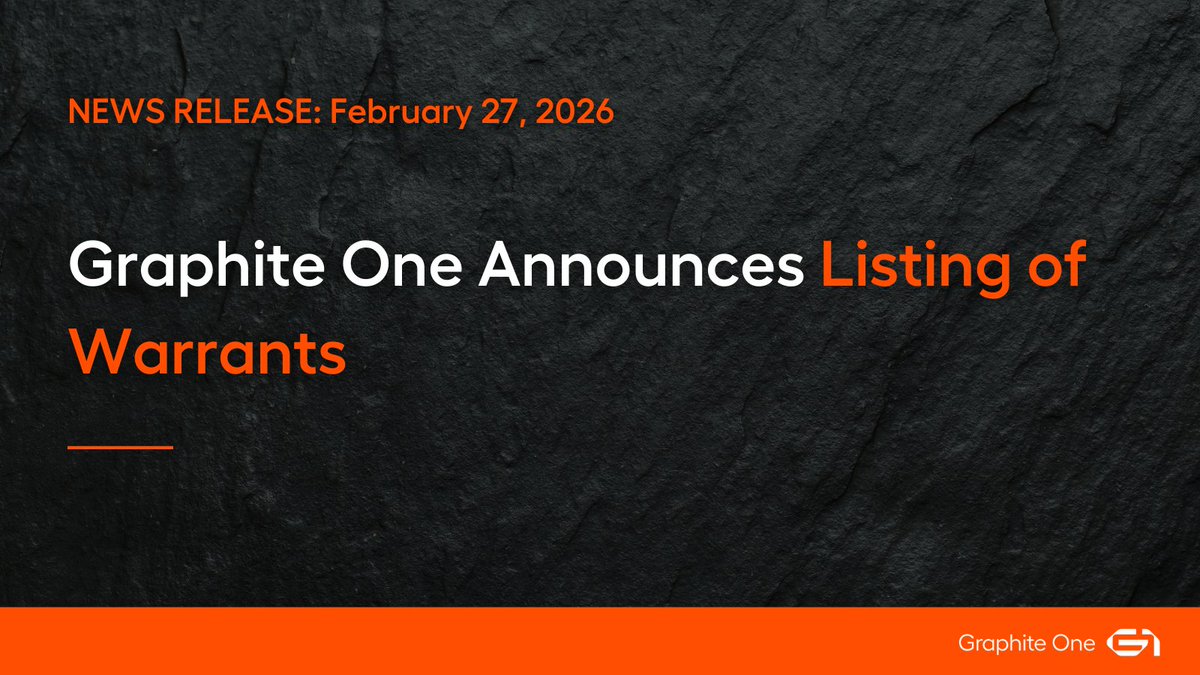GraphiteOne's tweet photo. Graphite One $GPH.V | $GPHOF Announces Listing of Warrants

▶️ Full Release: https://t.co/KQJcI1DSvS https://t.co/slEtbaiwOk
