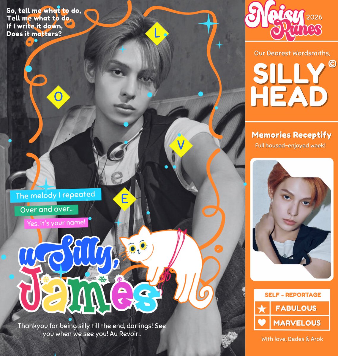 ᅠ 
‧˚꒰🐾୭ . The noise turned down, all my poetry now reached you. Now I, James, sent my clumsy letter to you filled with 𝙄 𝙡𝙤𝙫𝙚 𝙮𝙤𝙪. /ᐠ > ˕ <マ ₊˚⊹♡
ᅠ