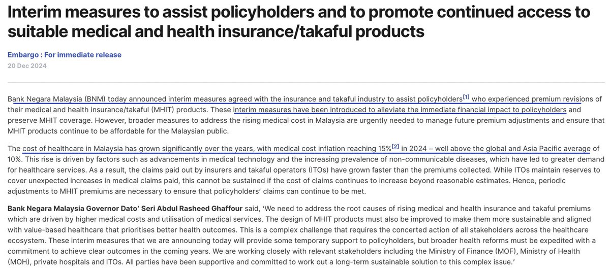 azha_investing's tweet photo. “Medical insurance hadapi krisis inflasi, insurance premium naik 40%–70%. Bayaran “out-of-pocket” tinggi. Public hospitals stretched, healthcare workers overworked. GL susah dpt, private hospitals dikatakan overcharging, dll.”

Meanwhile … 
KPJ Healthcare Bhd FY2025
•Record Revenue RM4.25b (2024: RM3.92b). 
•Record Net Profit RM366m (2024: RM354m). 
•Saham RM2.95, near ATH.

“Despite pressures from medical inflation & payors, avg revenue per inpatient up 9% to RM8,195” 🤔